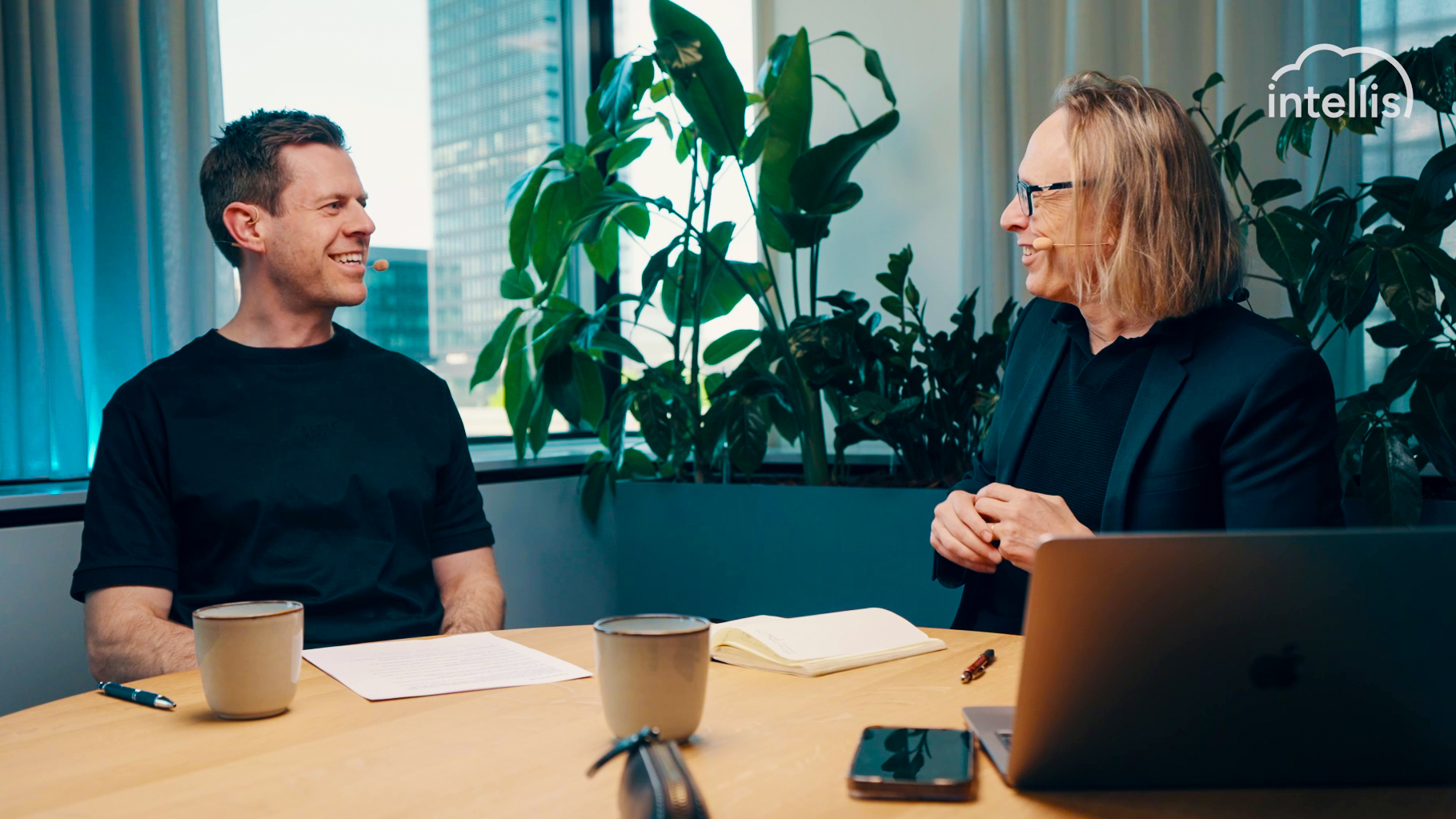 Morten Irgens and Stig Larsen recording a podcast episode at the Intellis office in Copenhagen.