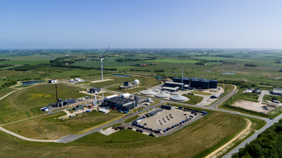Aerial view of GreenLab energy and technology park surrounded by green countryside.