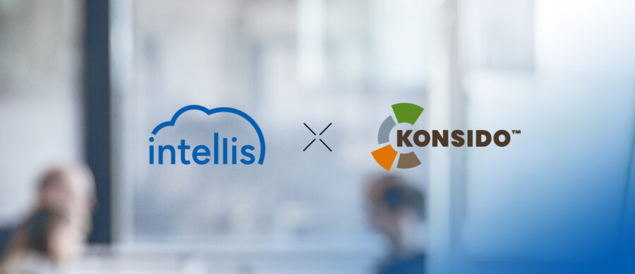 Logos of Intellis and Konsido side by side, symbolising a new partnership collaboration