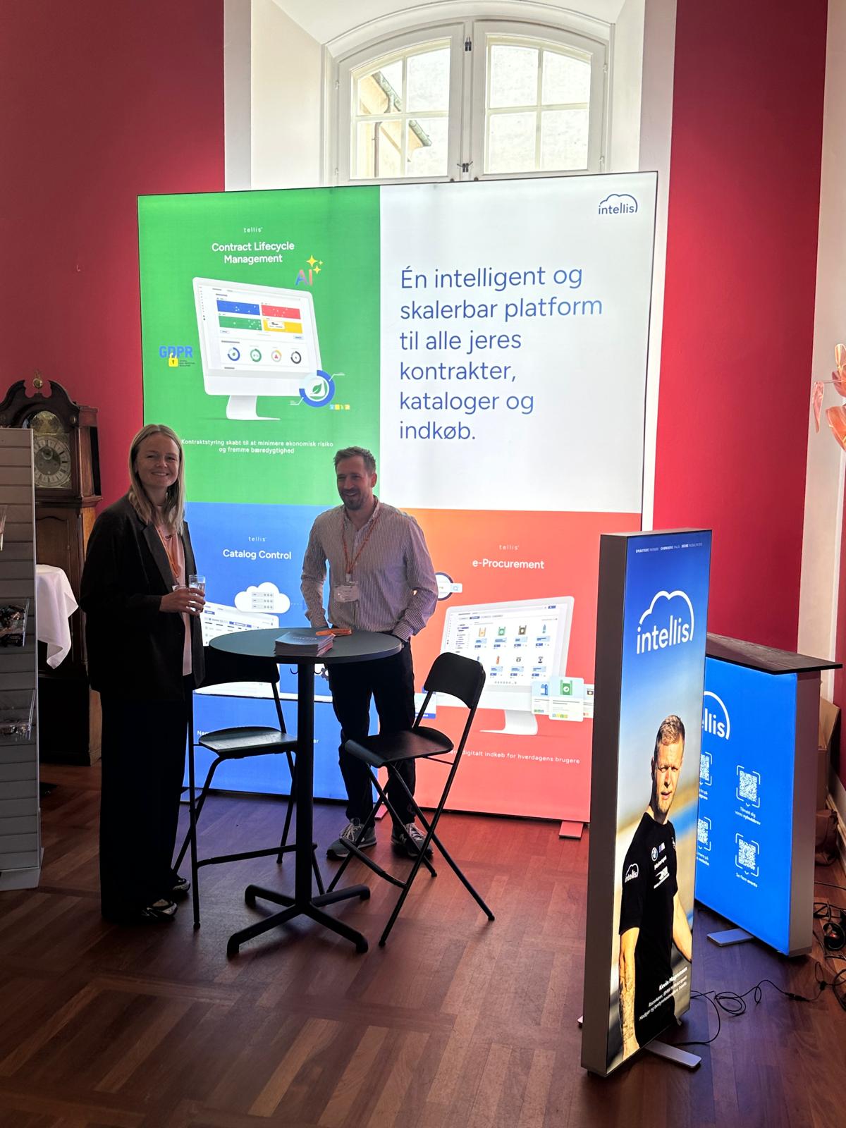 Intellis exhibition stand showing Tellis contract lifecycle management, catalogue control and eProcurement solutions at a business event.